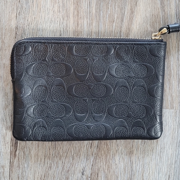 Coach Black Embossed Leather Wristlet - Picture 5 of 8